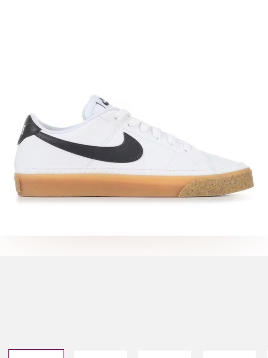 Nike Womens White Leather LowTop Sneakers With Black Swoosh Brand New 712